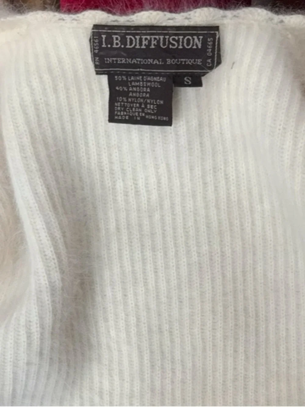 VTG Cream Angora Lambswool Fuzzy Soft Cardigan Sweater - IB Diffusion Small - Picture 11 of 12